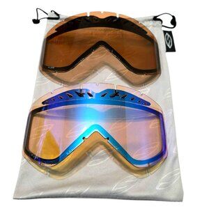 2 Smith Fuse Replacement Goggle Lens Ski Snowboard Amber Black Blue Cleaning Bag